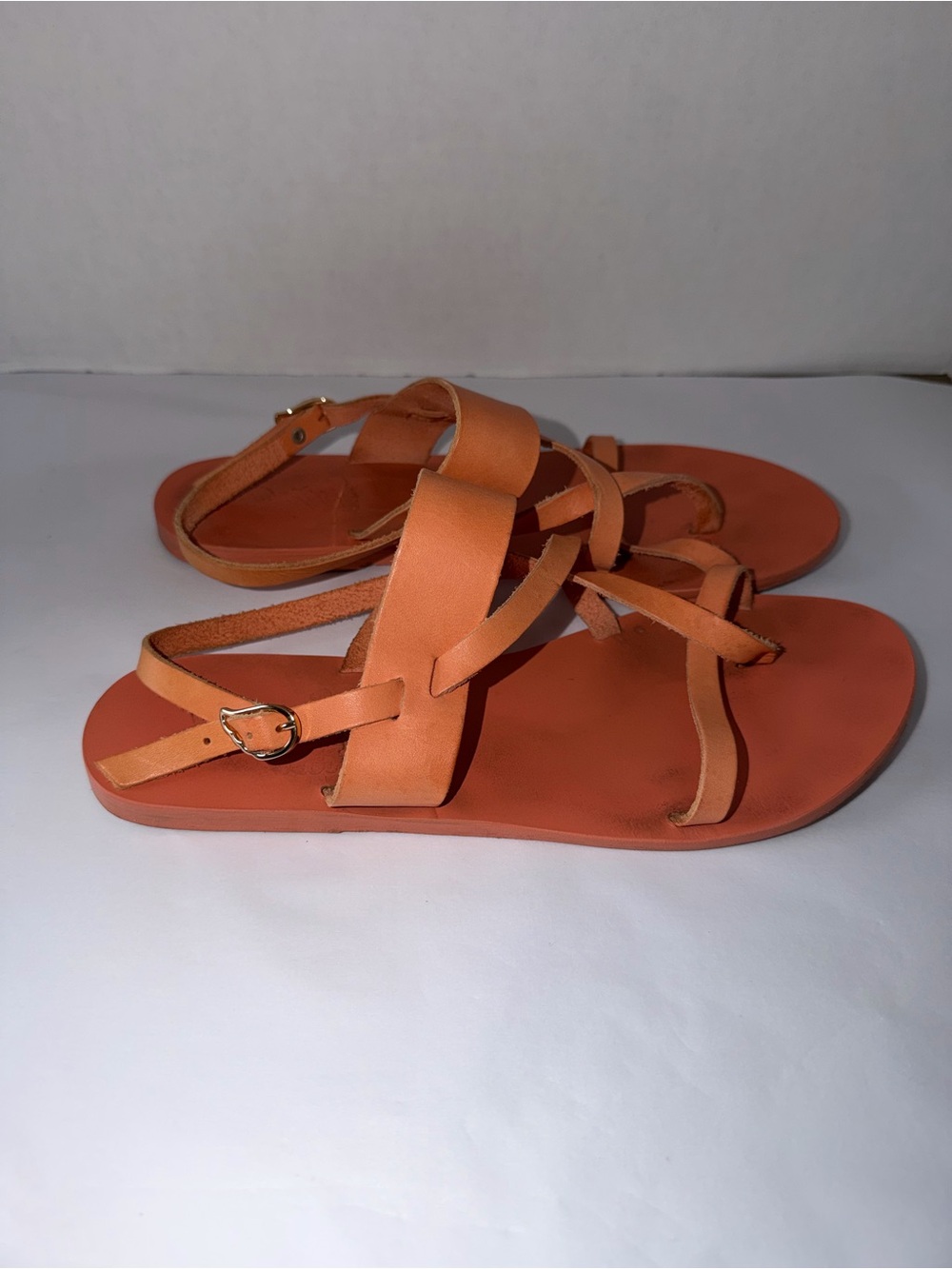 Ancient Greek Sandals Peach Coral Leathet Strappy SlingBack Sz 40 ,10 Women’s